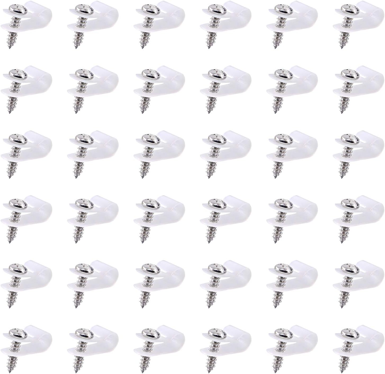 Swpeet 60 Pack White 1/4" Nylon Plastic R-Type Cable Clips Clamp Kit, Nylon Screw Mounting Cord Fastener Clips with 60 Pack Screws for Wire Management