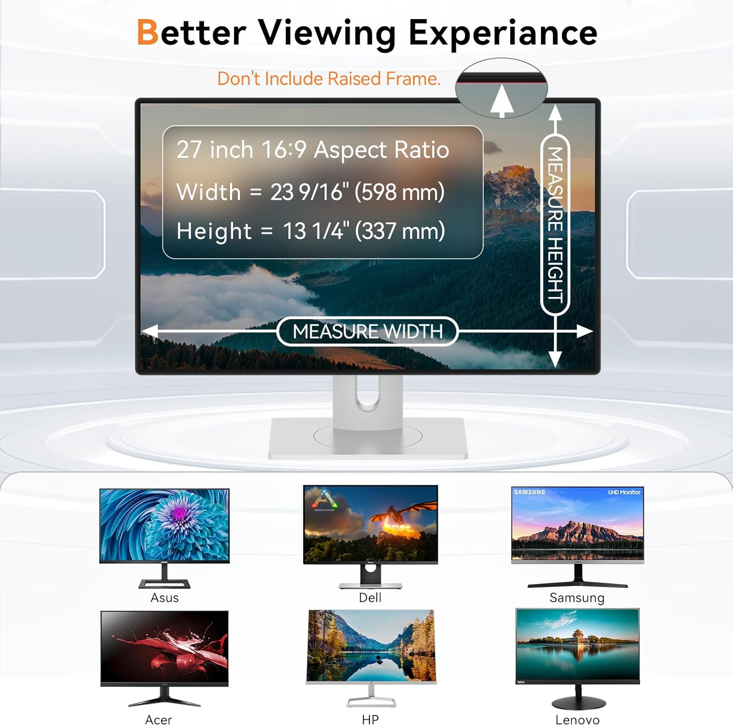 27 Inch Computer Privacy Screen for 16:9 Aspect Ratio Widescreen Monitor - Removable Anti Glare Blue Light Filter, Computer Privacy Shield