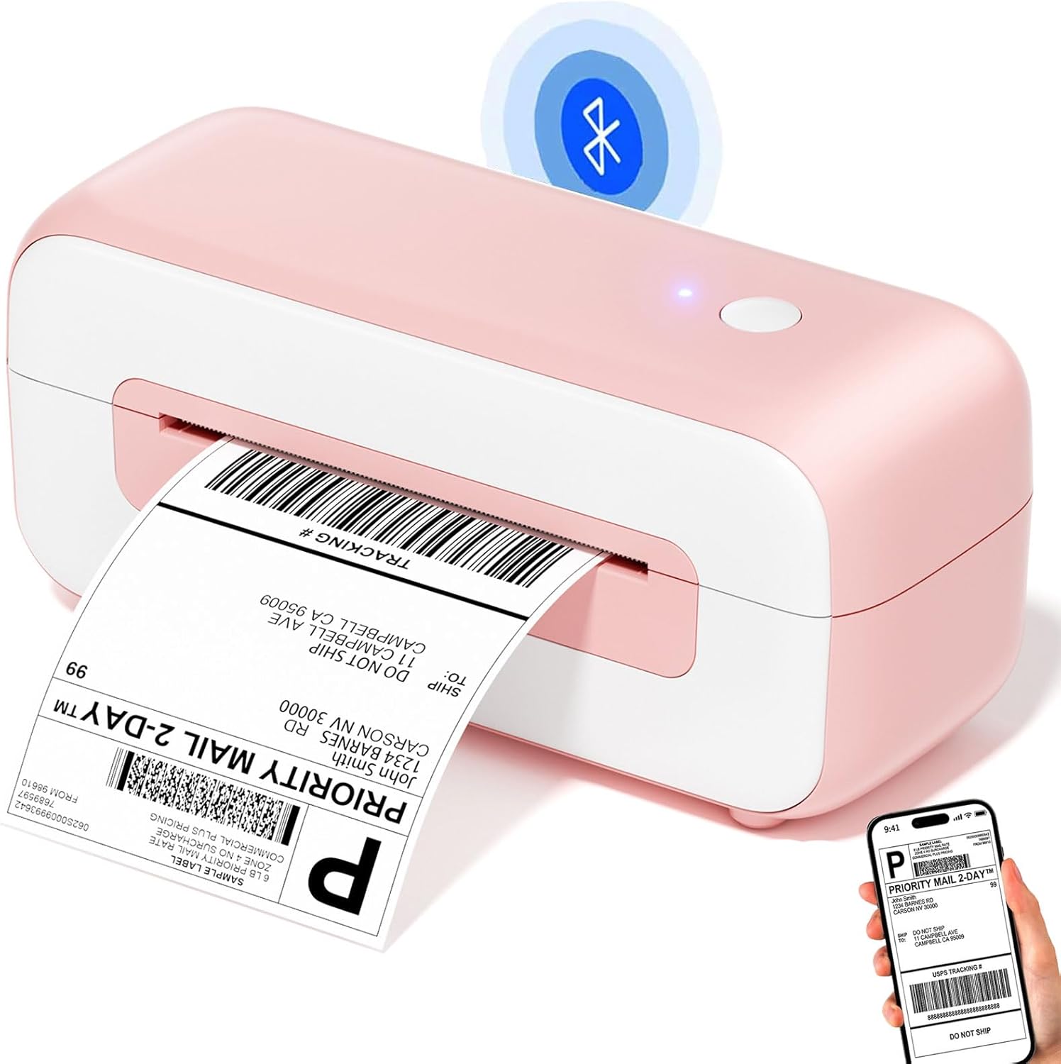 Phomemo Label Printer - 4x6 Thermal Printer for Small Business & Shipping Package, Bluetooth Shipping Label Printers Compatible with Android & iOS,Widely Used for Amazon, Ebay, Shopify, UPS- Pink