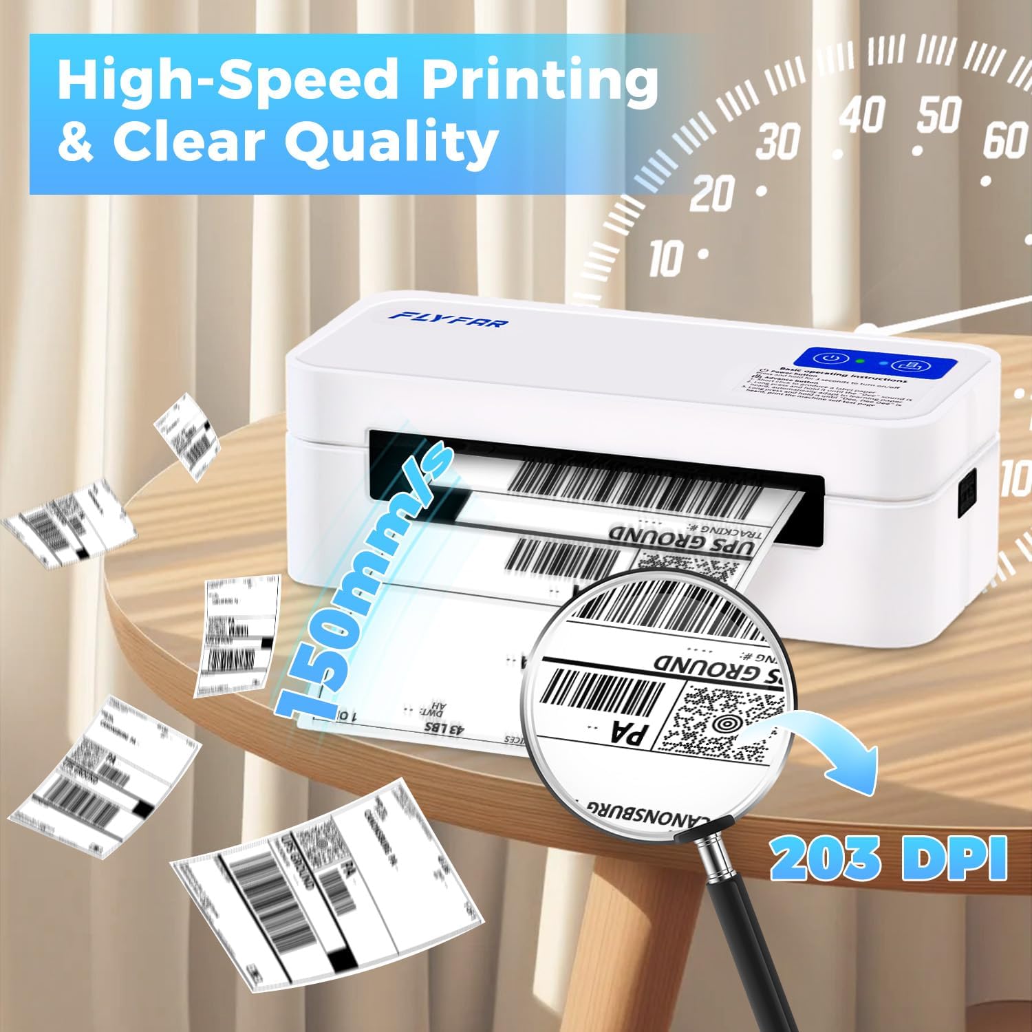 Bluetooth Thermal Shipping Label Printer, Wireless 4x6 Label Printer for Small Business, Compatible with Android, Windows, iPhone, Mac, Widely Used for Amazon, Shopify, Ebay, USPS, Etsy,FedEx (White)