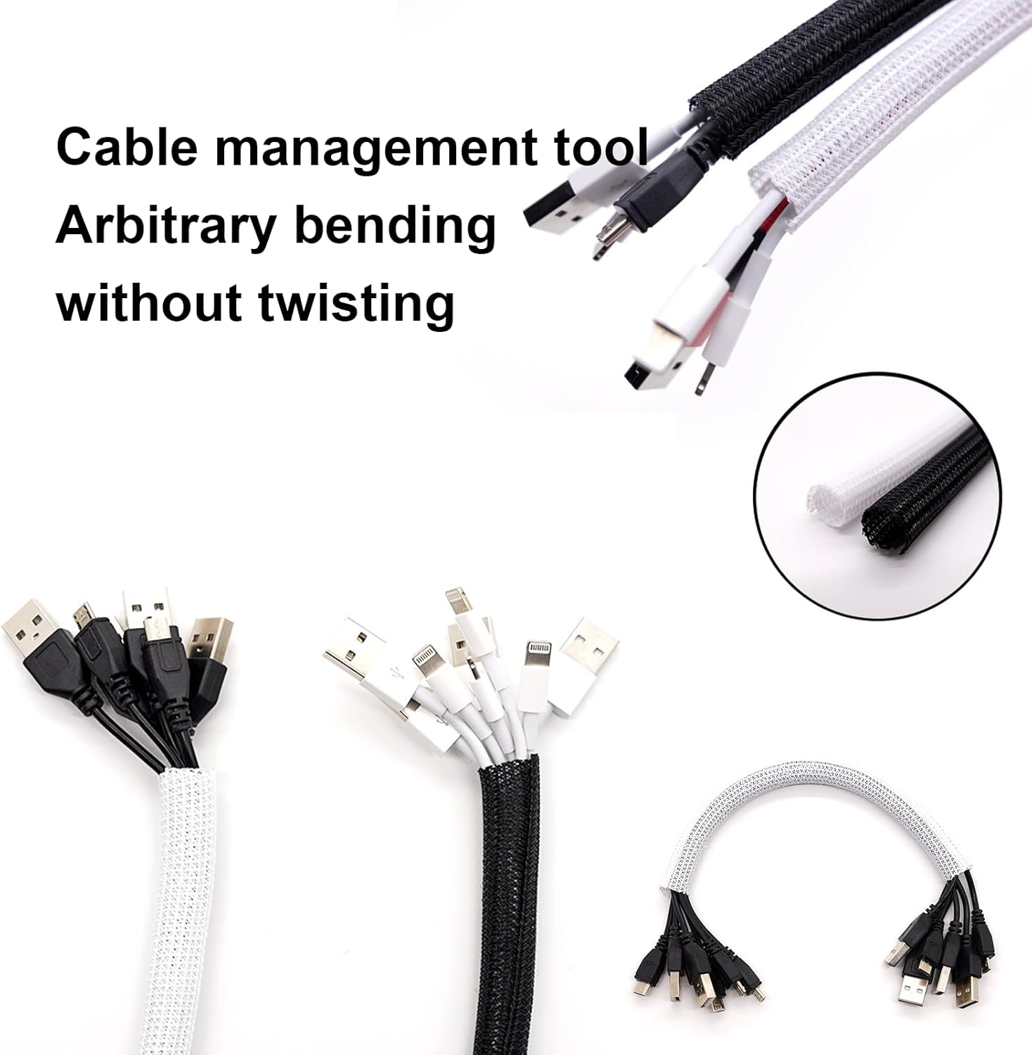 1/4" x 100ft Black Cable Sleeve Protector - Split Wire Loom Tubing for USB/Power/AV Cords, Pet-Proof Chew-Resistant Cover for Cats & Dogs, Flexible Cord Organizer (Black)