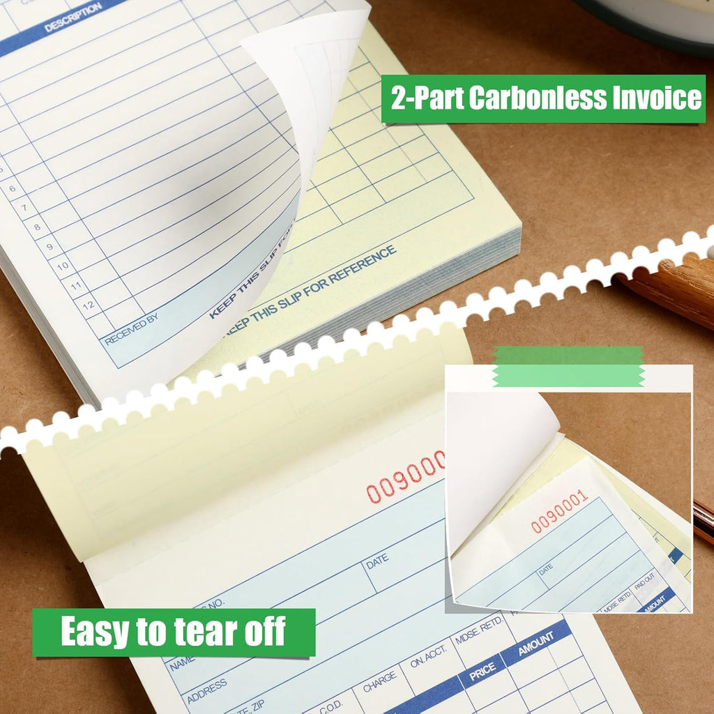Lincia 6 Pads Sales Order Books 2 Part Carbonless (White/Canary Yellow) Receipt with Carbon Copies Cover Receipt Form Invoice 50 Sets Per Book (4.18 x 7.2 Inch/ 10.6 x 18.3 Cm)