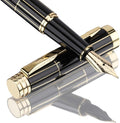 Tiankool Luxury Fountain Pen,Fine Nib, Exquisite Pen Gift Set for Men&Women-Includes 10 Ink Cartridges&Ink Converter- Nice Pens - Black - Gold Plaid
