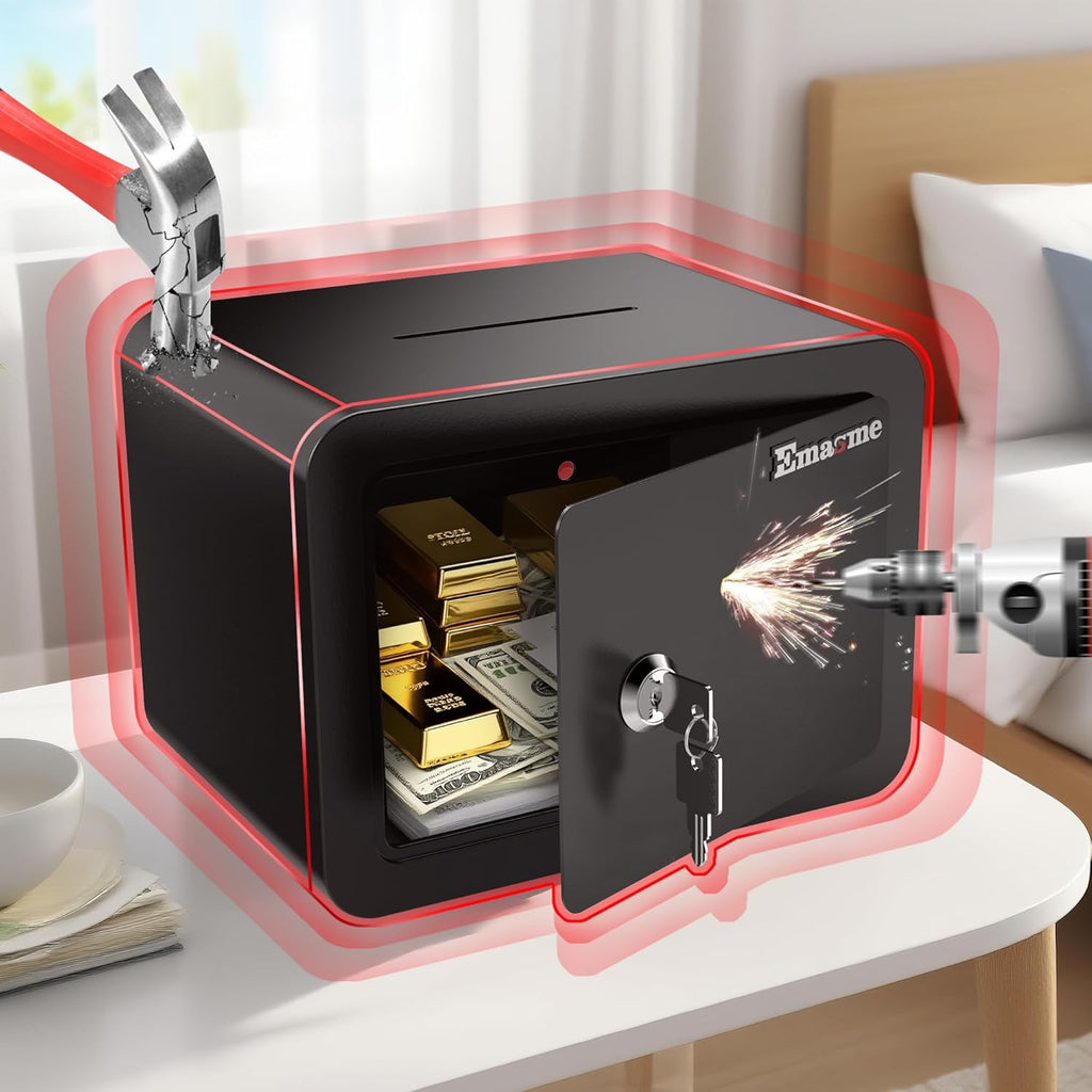 Small Safe Box For Kids Money Coin, Small Safe With Slot Money Safe For Cash, Security Box For Home Office Dorm, Drop-Resistant & Durable,For Jewelry