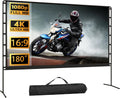 Projector Screen with Stand, 180 inch Foldable Outdoor Projector Screen 16:9 HD 4K Portable Projector Screen 1.1 Gain Outdoor Movie Screen with Carry Bag for Home Theater or Office