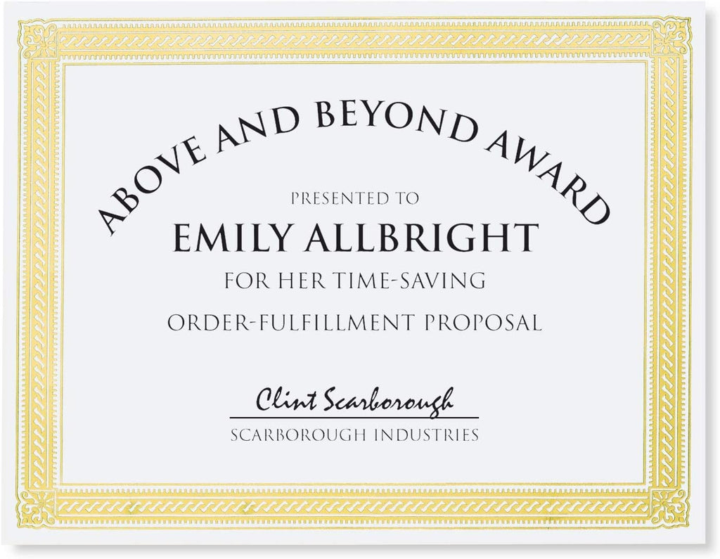 PaperDirect Gold on White Elite Specialty Certificates, 8½ x11, Foil Accents, 50 Count, Certificates And Awards Paper, For School, Work, Diplomas & Award Certificates