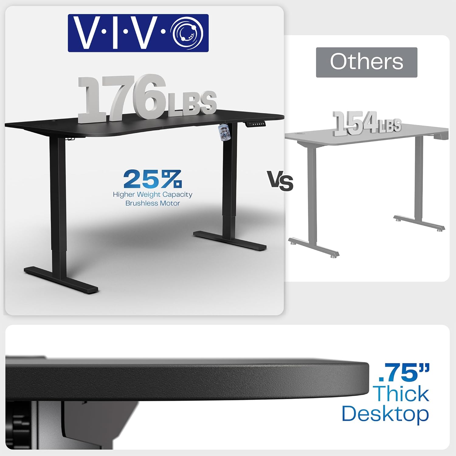 VIVO Electric 63 x 32 in Standing Desk, Memory Height Adjustment, 1B Series, Dark Walnut Top Black Frame, DESK-KIT-1B1D