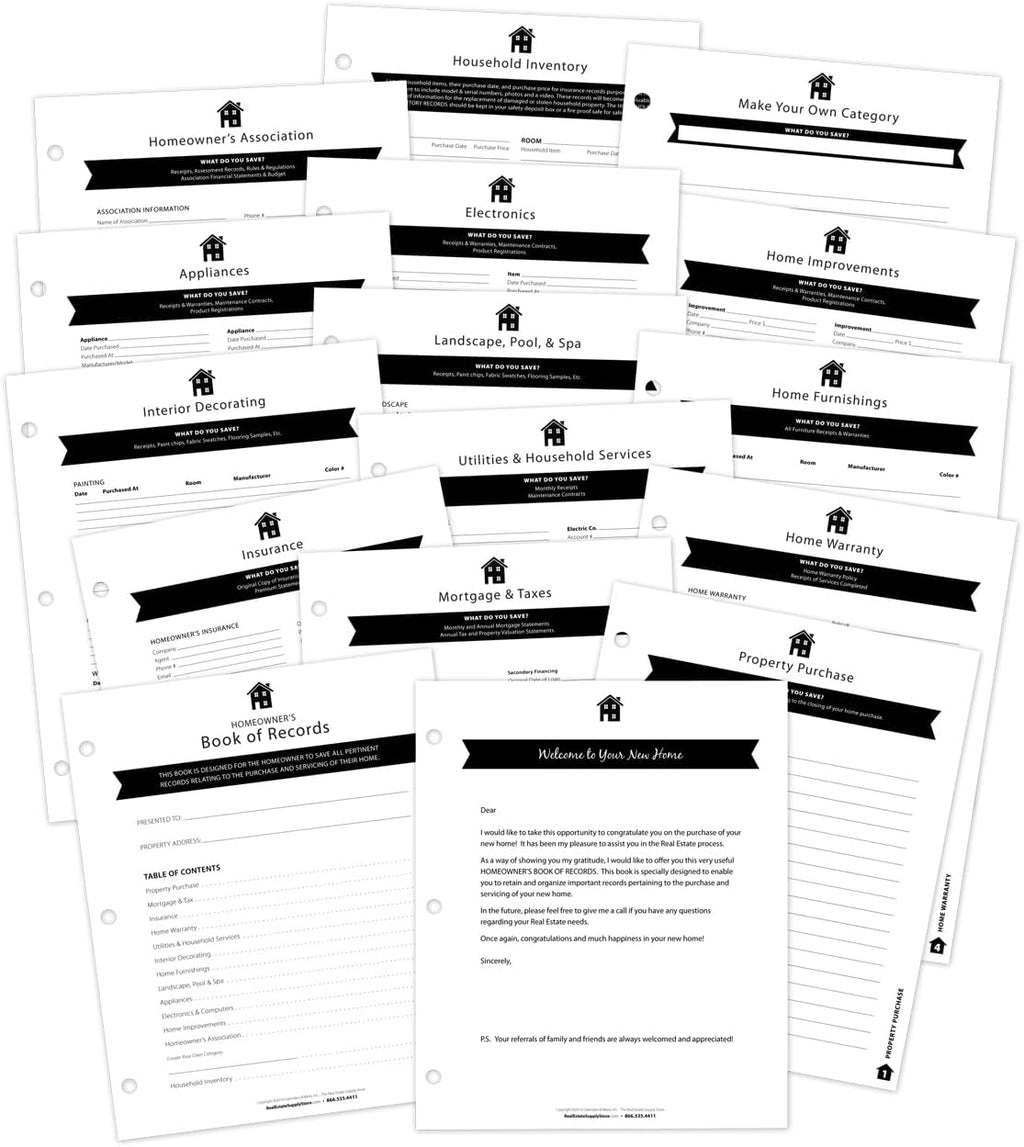 Homeowner's Book of Records Binder, Organize Household Receipts and Home Repair Record Keeping (Navy)