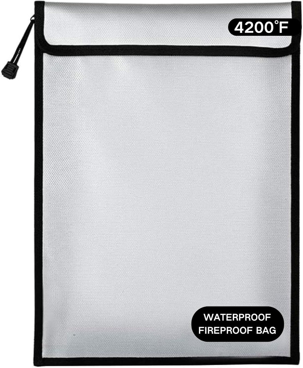 Fireproof Document Bag – Waterproof Fireproof Money Bag for Cash with Zipper, Fireproof Pouch for Important Document Storage | Fireproof Bags for Documents,Money (Silver Gray, Inside Size 15“ x 11")