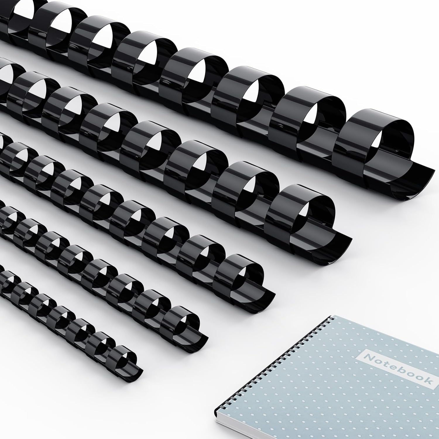 MAKEASY 100 Pack 19-Ring Letter Size Comb Binding Spines for LTR, Plastic Binding Combs, 5/16Inch Diameter, 40 Sheet Capacity, Black Binding Combs