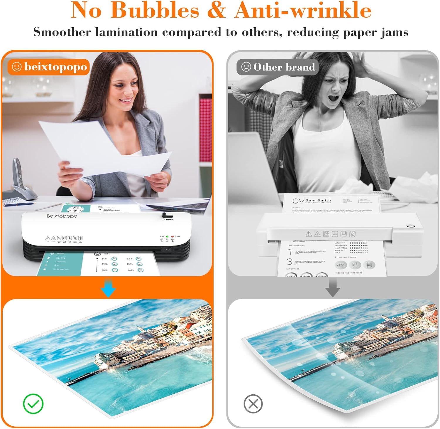 Laminator Machine, 9 Inch Thermal Laminater, Beixtopopo A4/A5/A6 Personal Laminator Machine with Laminating Sheets, 6 in 1 Heating Laminate Machine for Home School Office, Silent