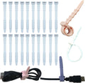 Reusable Silicone Zip Ties Cord Organizer: Silicone Cable Ties Straps for Cable Management - 20PCs 4.5” Blue Elastic Wire Cord Organizer for Home Office and Travel