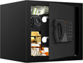 1.6 Cub Small Safes for Home Use, Digital Security Home Safe Box with Programmable Keypad, Spare Keys and Alarm System, Anti-Theft Lock Box Personal Safe for Money Medicines Valuables