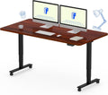 FLEXISPOT E6 MAX Dual Motor 3 Stages Standing Desk 55x28 Inch Whole-Piece Board Electric Height Adjustable Stand Up Desk 150KG Load Capacity(Black Frame + Mahogany Desktop)
