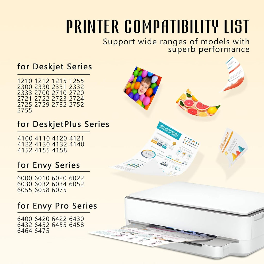 Printer Ink 67XL 67 HP67XL Black for HP67 XL 67XLBlack Ddeskjet 2755e 2734e Ink Cartridge for HP Printers for Deskjet 2755e / 2700 / 2700e / 2742 / 2734e / 4100 / 4155e Envy 6000e / 6455e / 6055e