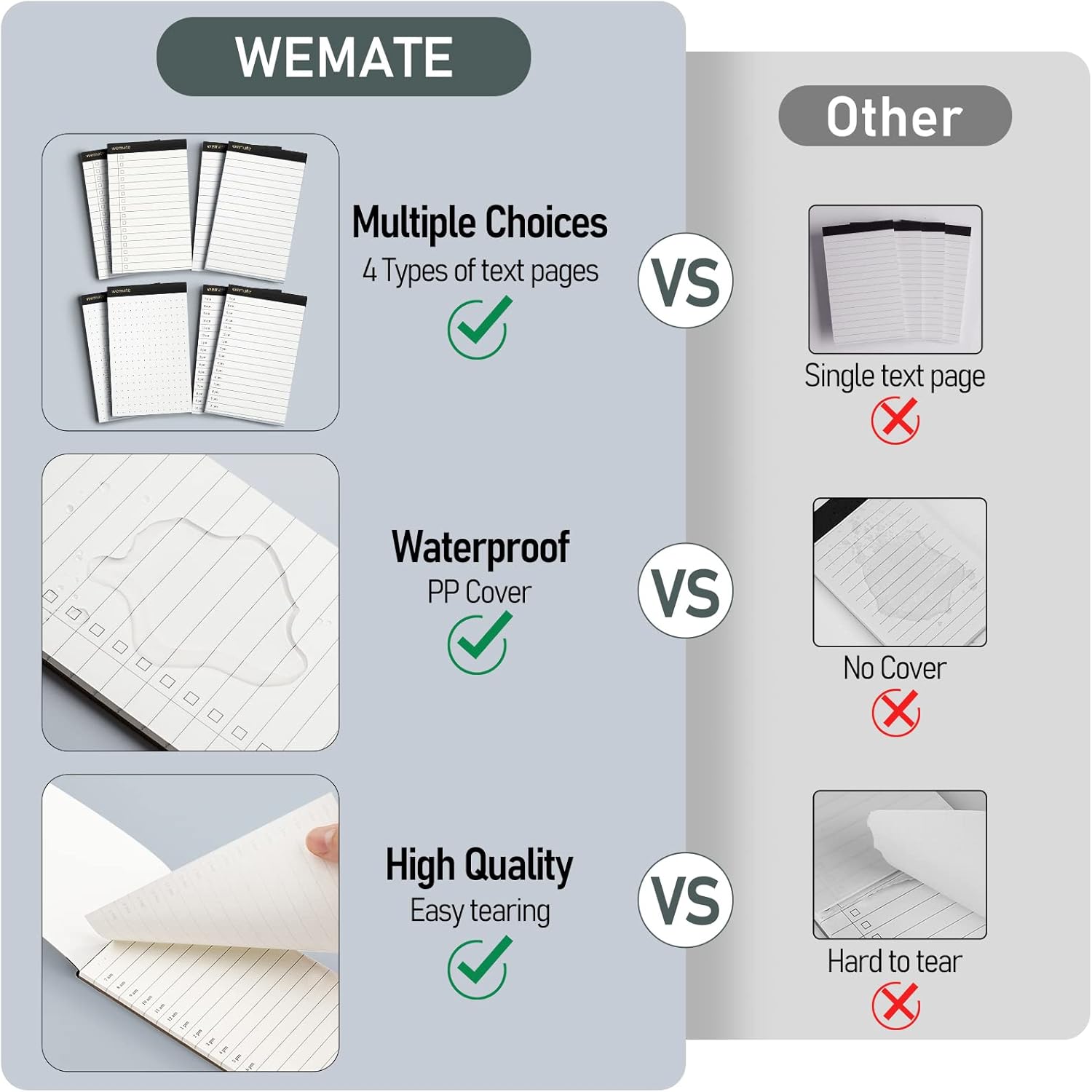 WEMATE 10 Pieces Small Notepad Holder Set Pocket Notebook - Included Mini Pocket Notepad Holder Set with 8 Memo Book Refills and Metal Pen for Meetings, Daily Records, and Notes 3 x 5 Inch (Rose Gold)