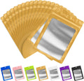 FUNFERY 100 Pack Mylar Resealable Bags Foil Packaging Bags with Clear Window,Zipper Pouch Smell Proof Bag for Food Storage,Cookies,Sample,Small Business(Gold,3x4.7inch)