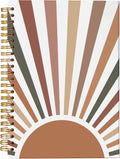 VNWEK Boho Sun Sunrise Sunset Colorful Sunshine Spiral Notebook Journal 5.5×8.3 Inch,Boho Mid-Century Modern Art Lined Hardcover Spiral Notebook for Work Notes Journaling,Boho Gifts for Women Girls