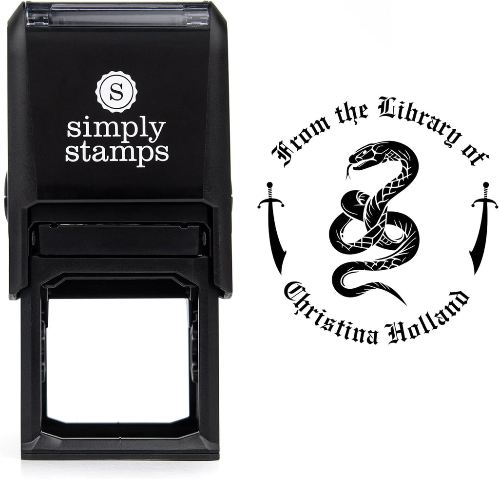 from The Library of Embossers & Stamps for Fantasy Book Readers | Custom Embosser | Custom Stamp | Ex Libris | Elevate Your Fantasy Collection of Stories and Novels (Design 11, Self-Inking Stamp)