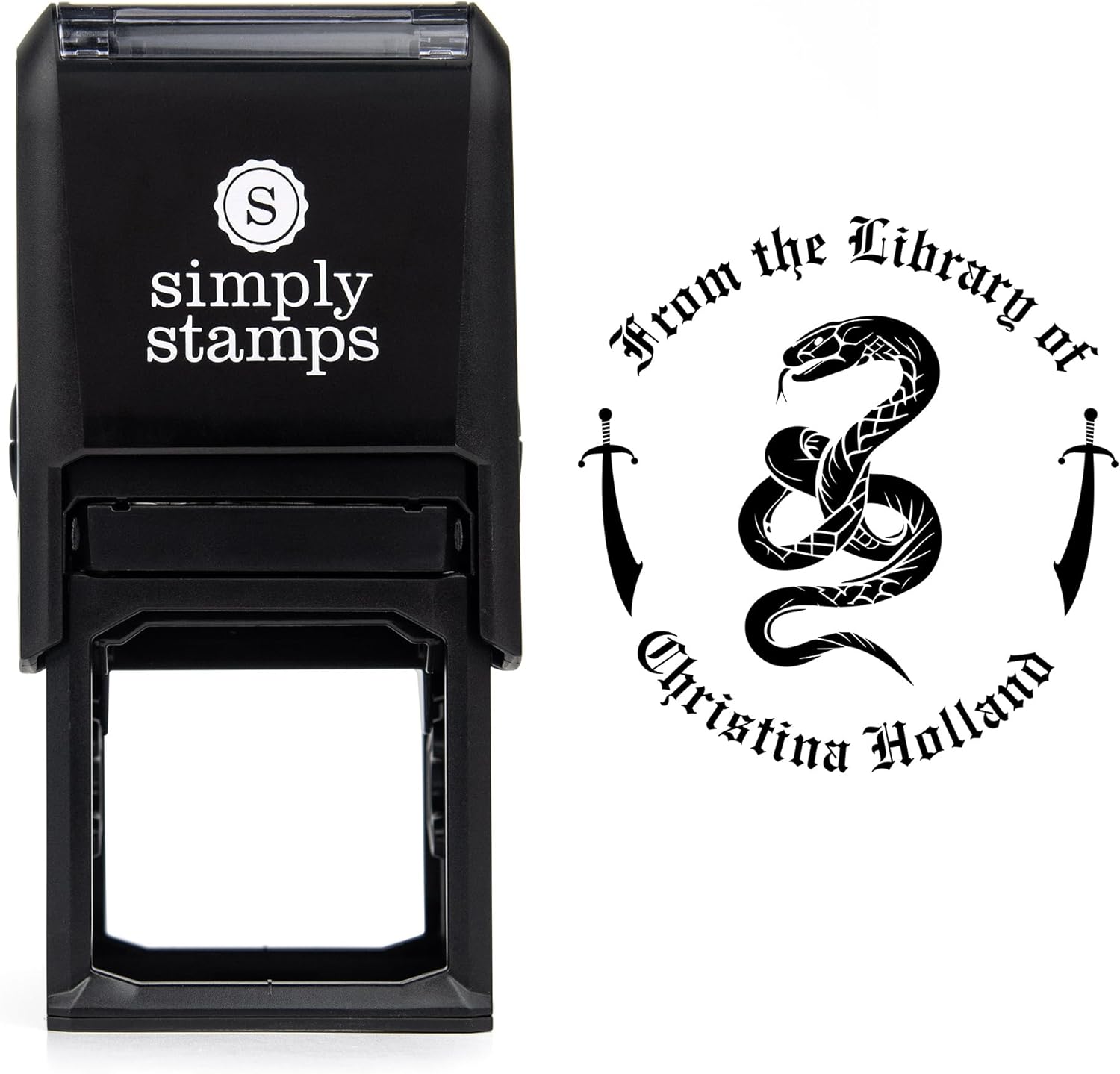 from The Library of Embossers & Stamps for Fantasy Book Readers | Custom Embosser | Custom Stamp | Ex Libris | Elevate Your Fantasy Collection of Stories and Novels (Design 11, Self-Inking Stamp)