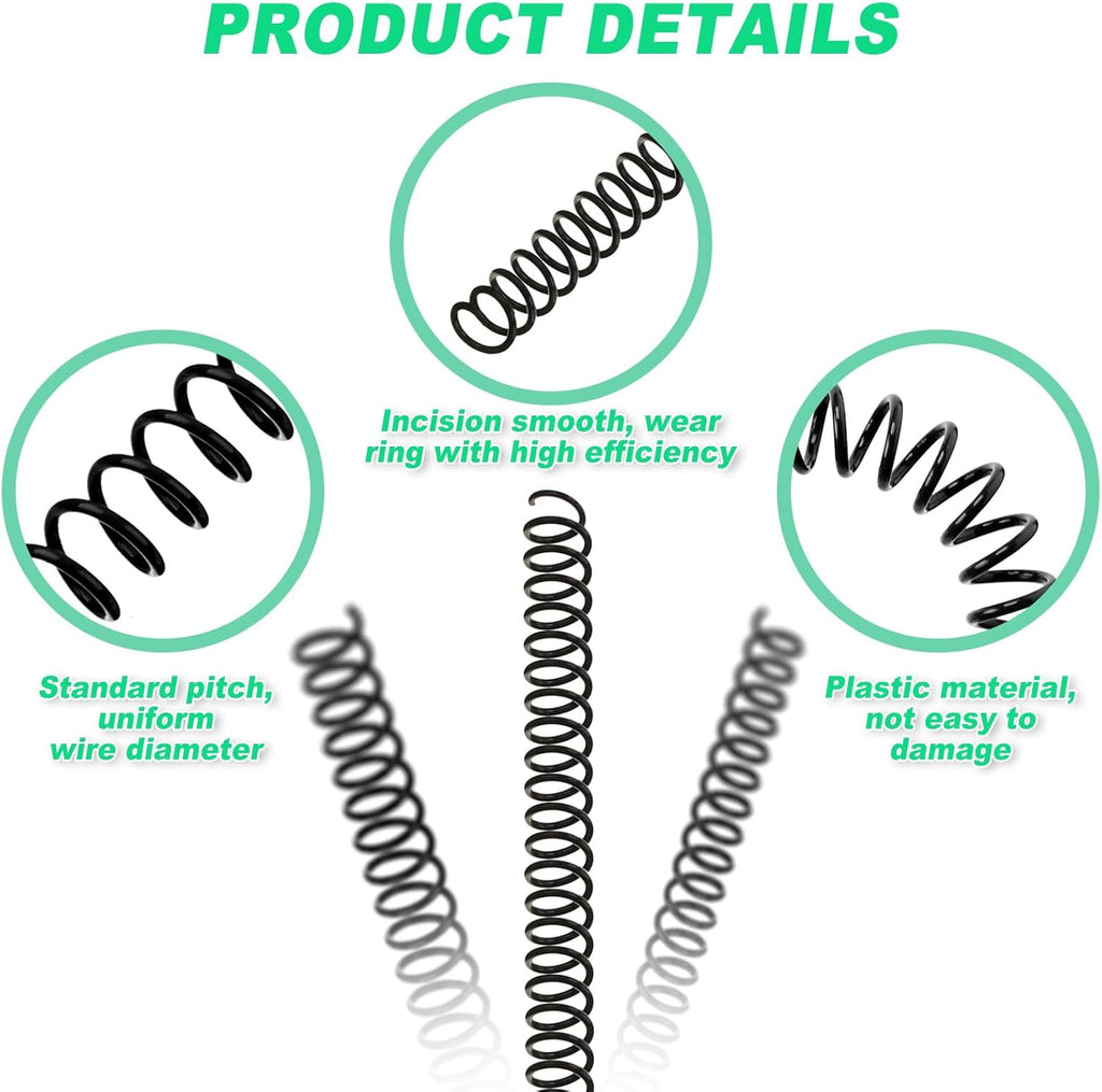 Leinuosen 120 Pack Plastic Spiral Binding Coils Kit Spirals Multi Size Coils for Binding Binder Combs Spines(3/8 Inch,Black)