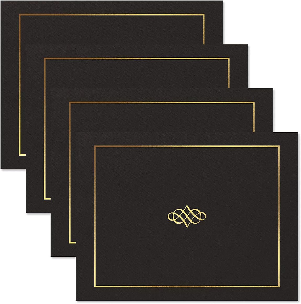 Ornate Empire Award Certificate Collection - Includes 25 Certificate Papers (White/Gold), 25 Heavy Linen Folders (Black/Gold), 25 Gold Foil Seals, Laser & Inkjet Printer Compatible