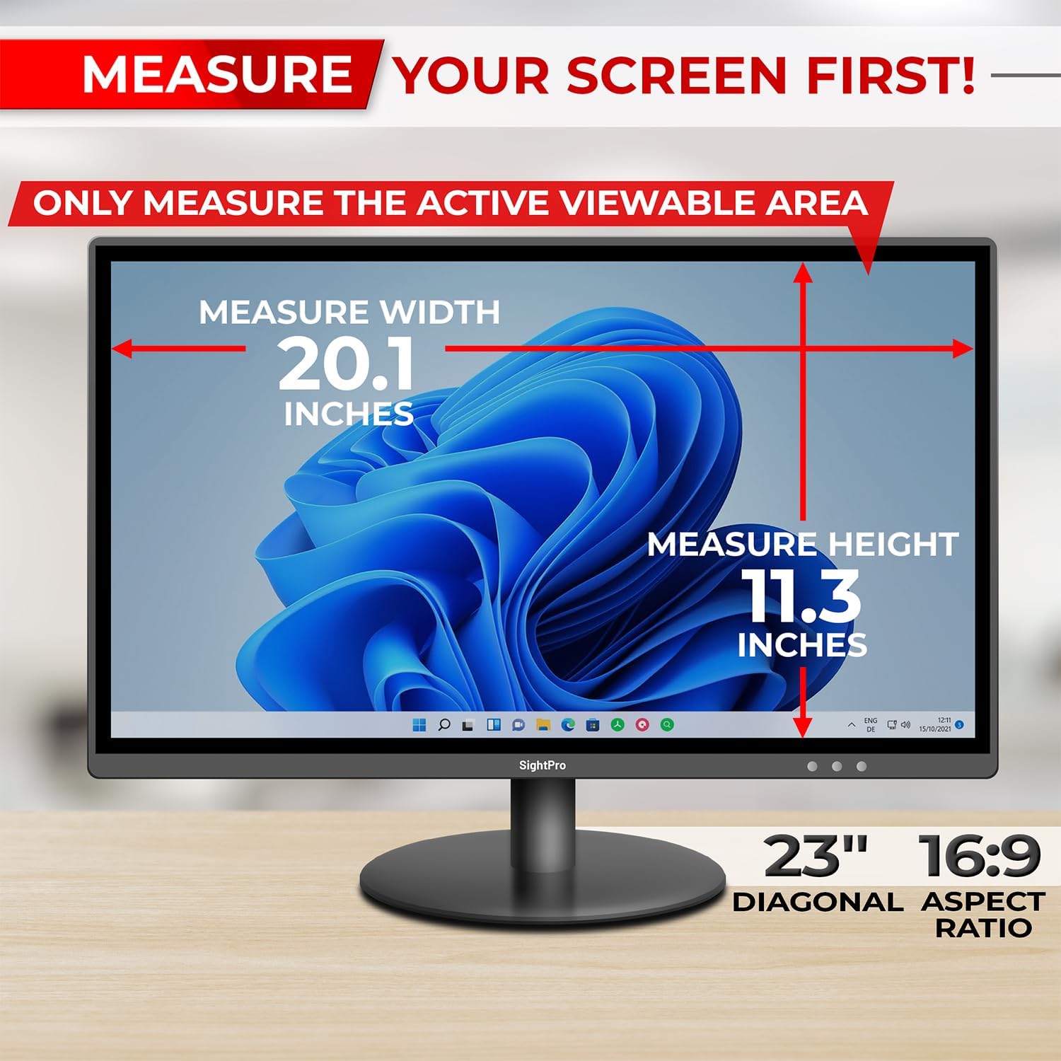 23 Inch 16:9 Computer Privacy Screen Filter for Monitor - Privacy Shield and Anti-Glare Protector