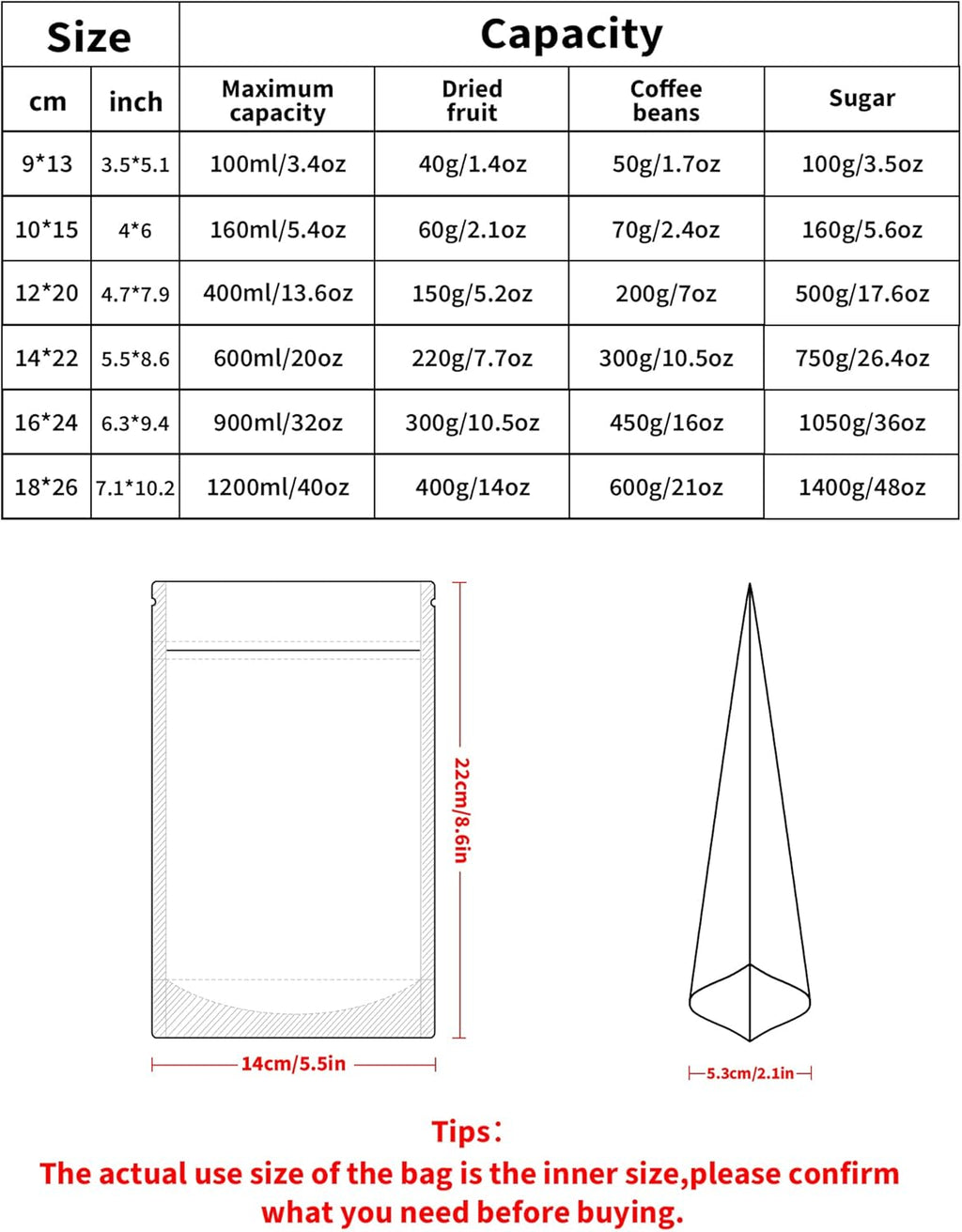 100 Pack Resealable Stand Up Bags,5.5" x 8.6" Smell Proof Pouch Sealable Foil Pouch Bags for Packaging (White)