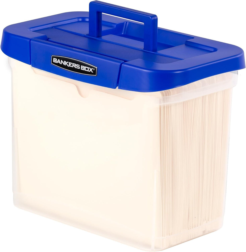 Bankers Box Heavy Duty Portable Plastic File Box with Hanging Rails, Letter, 1 Pack (0086304)