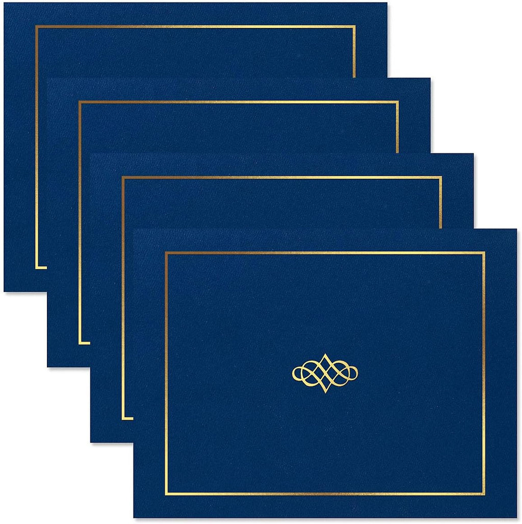 Empire Blue & Gold Award Certificate Collection - Includes 25 Certificate Papers (White/Blue), 25 Heavy Linen Folders (Blue/Gold), 36 Gold Foil Seals, Laser & Inkjet Printer Compatible