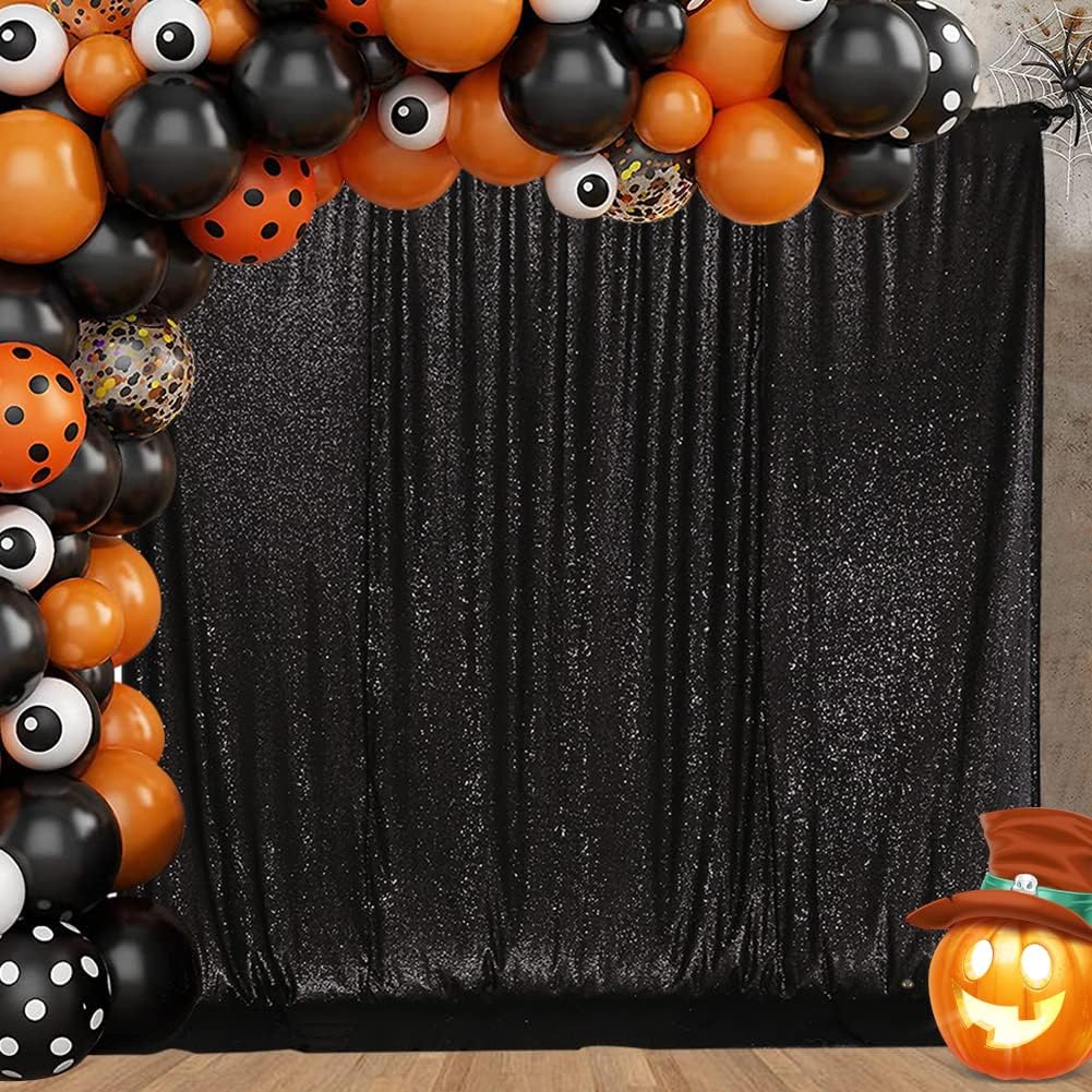 Eternal Beauty Black Sequin Backdrop, 10x10 Ft Glitter Background Curtains for Shimmer Photography Party Wedding Birthday Back Drop Decor
