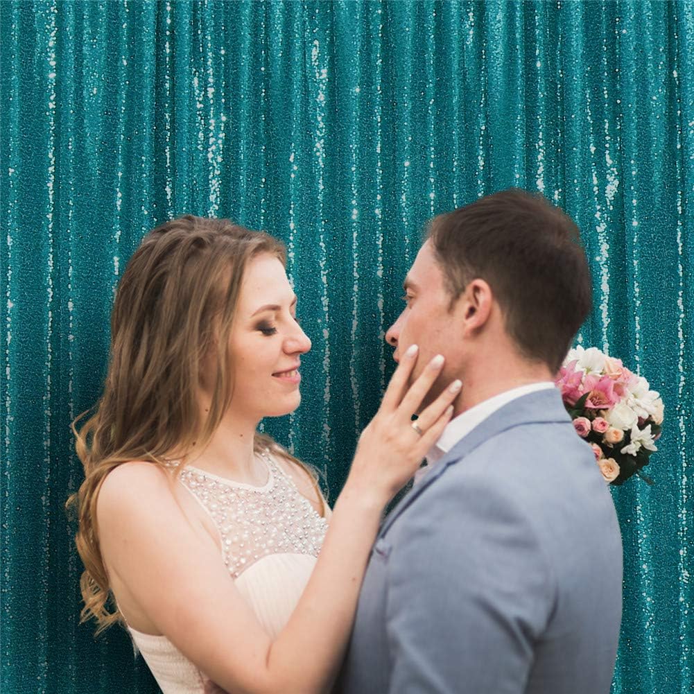 Eternal Beauty Teal Sequin Backdrop, 4x7 Ft Glitter Background Curtains for Shimmer Photography Party Wedding Birthday Back Drop Decor