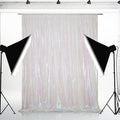 Eternal Beauty White Iridescent Sequin Backdrop, 7x7 Ft Glitter Background Curtains for Shimmer Photography Party Wedding Birthday Back Drop Decor