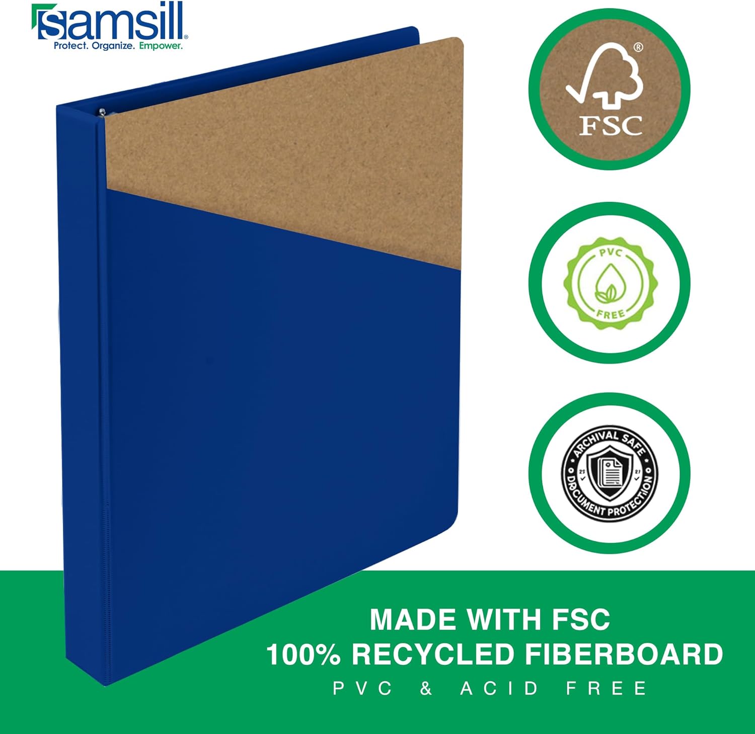 Samsill 1.5 Inch 3 Ring Binders, Made in USA, Economy Round Ring, Clear View Cover, 325 Sheet Capacity - for School, Home, Office - Blue, 4 Pack