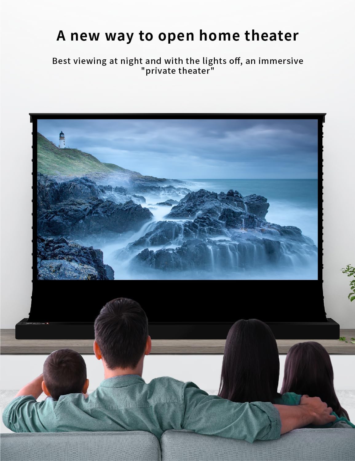 VIVIDSTORM-Projector Screen with Stand S 92 Inch Sound Transparent Perforated Floor Rising White Fabric 4k HD Ready Home/Movie Theatre Work with Normal Throw Projector, VSDSTPW92H