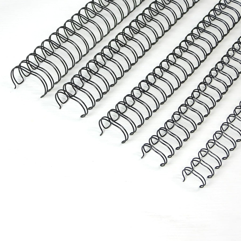 Rayson Double Loop Binding Wires, Mixed Sizes (9/16", 5/8", 3/4", 7/8", 1") 2:1 Pitch Wire Binding Spines, 21-Loop Black, Pack of 50