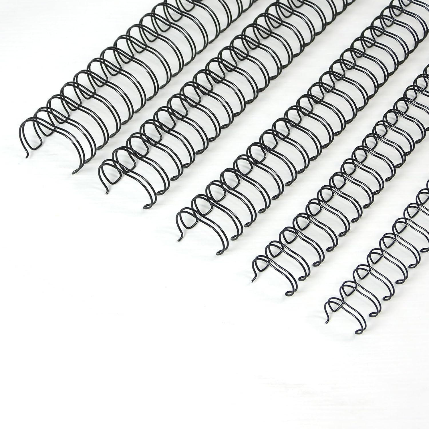 Rayson Double Loop Binding Wires, Mixed Sizes (9/16", 5/8", 3/4", 7/8", 1") 2:1 Pitch Wire Binding Spines, 21-Loop Black, Pack of 50
