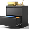 2 Drawer Lateral File Cabinet with Lock, File Cabinets for Home Office Legal/Letter A4 Size, File Cabinet Storage Cabinet,Require Assembly, Black