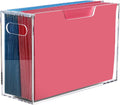 DINGHUO Legal Size File Organizer, Acrylic Protable Hanging File Organizer with Handles, Clear Storage File Folder Holder Filing Box Crate for Desk, School, Office Supplies - 1 Pack