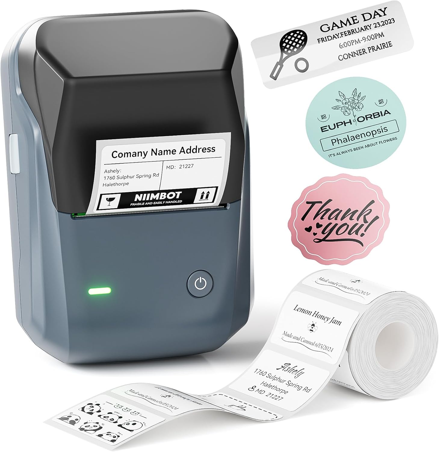 NIIMBOT B1 Label Maker Machine with Tape, Thermal Label Printer Easy to Use for Office, Home, Business, 2 Inch Label Maker with 2'' x1.18'' Labels