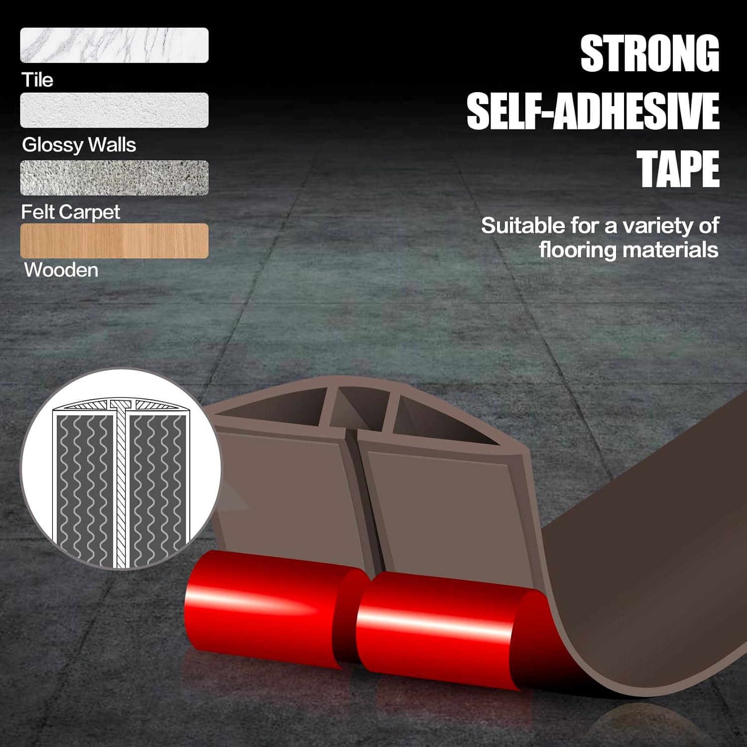 Floor Cord Cover Cable Cavity Self Adhesive Cord Hider Floor 10FT Floor Cable Management Power Cord Protector Floor Electric Cord Covers for Offices, Gym, Exhibitions (CoffeeBrown, 1.57" x 10')