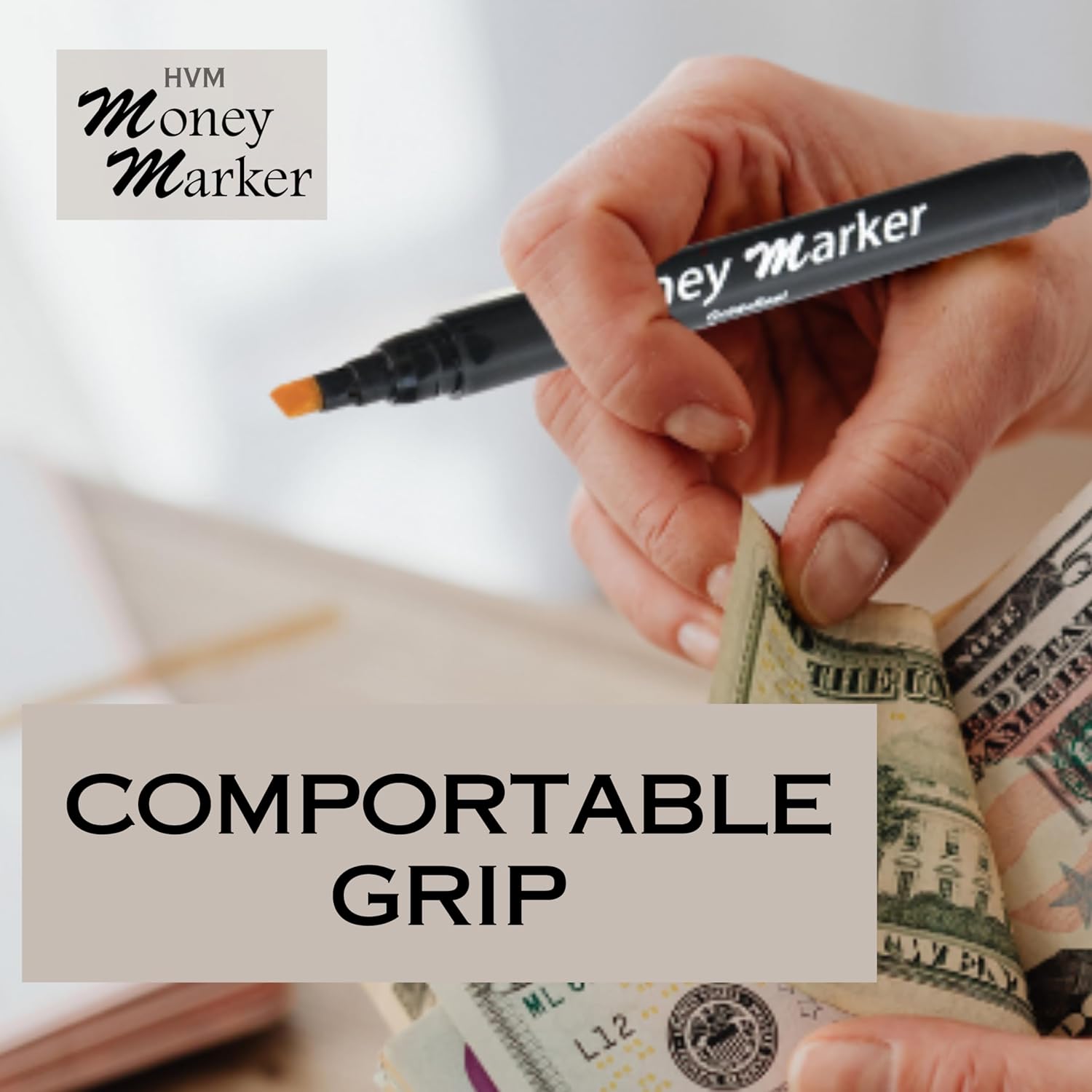 HVM Counterfeit Money Detector Pen (5 Counterfeit Pens) - Money Marker Bill Detector Pen with Upgraded Chisel Tip - Detect Fake Bills, Universal False Currency Checker Pack