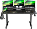 Claiks Standing Desk with Drawers, Adjustable Stand Up Electric Standing Desk Adjustable Height with Storage Shelf and Splice Board, 59 Inch, Black