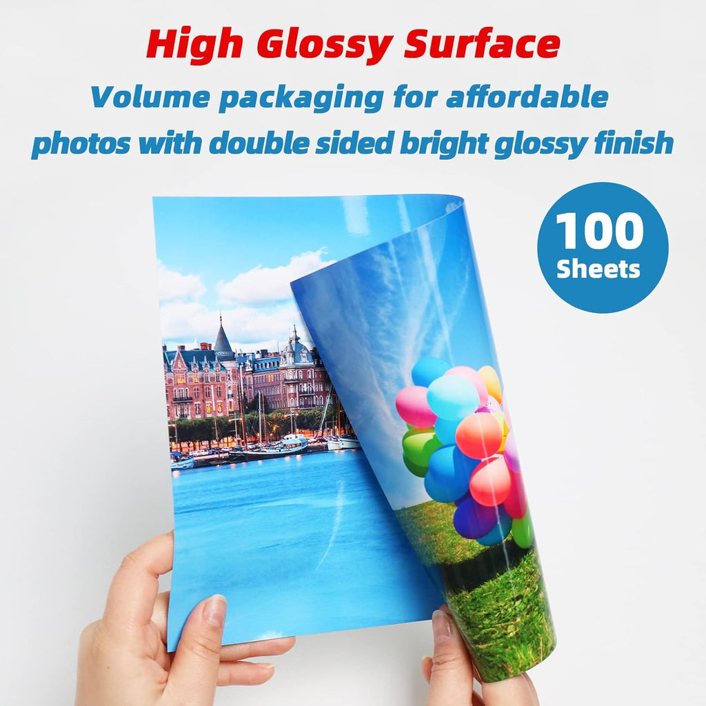 Uinkit 100 sheets Brochure Paper Glossy Double Sided 8.5x11 Inkjet 37lb 140gsm Dye ink Thin Photo Picture Flyer Calendar Magazine CD Cover letter