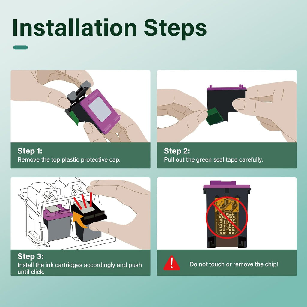 65XL 65 Ink Cartridges Black/Color Combo Pack Remanufactured Replacement for HP65 XL Black and Color for HP Envy 5055 5052 5000 DeskJet 3755 3772 3700 2600 3752 Printer (Black Tri-Color)
