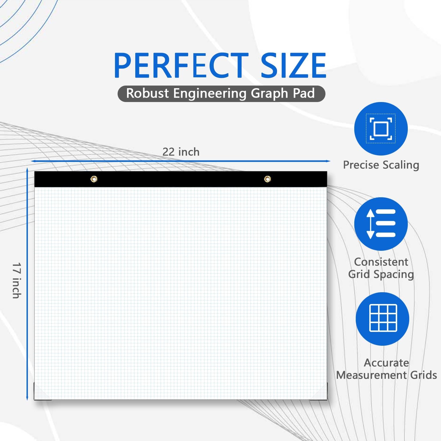 (2 Pack) Large Engineering Graph Paper Pad, 100 Sheets/200 Pages, 22" x 17" Quadrille Grid Paper for Drafting, Engineering, Blueprint Drawing, Architect Designer, 4"x4" Blue Grid, Giant Drafting Pad