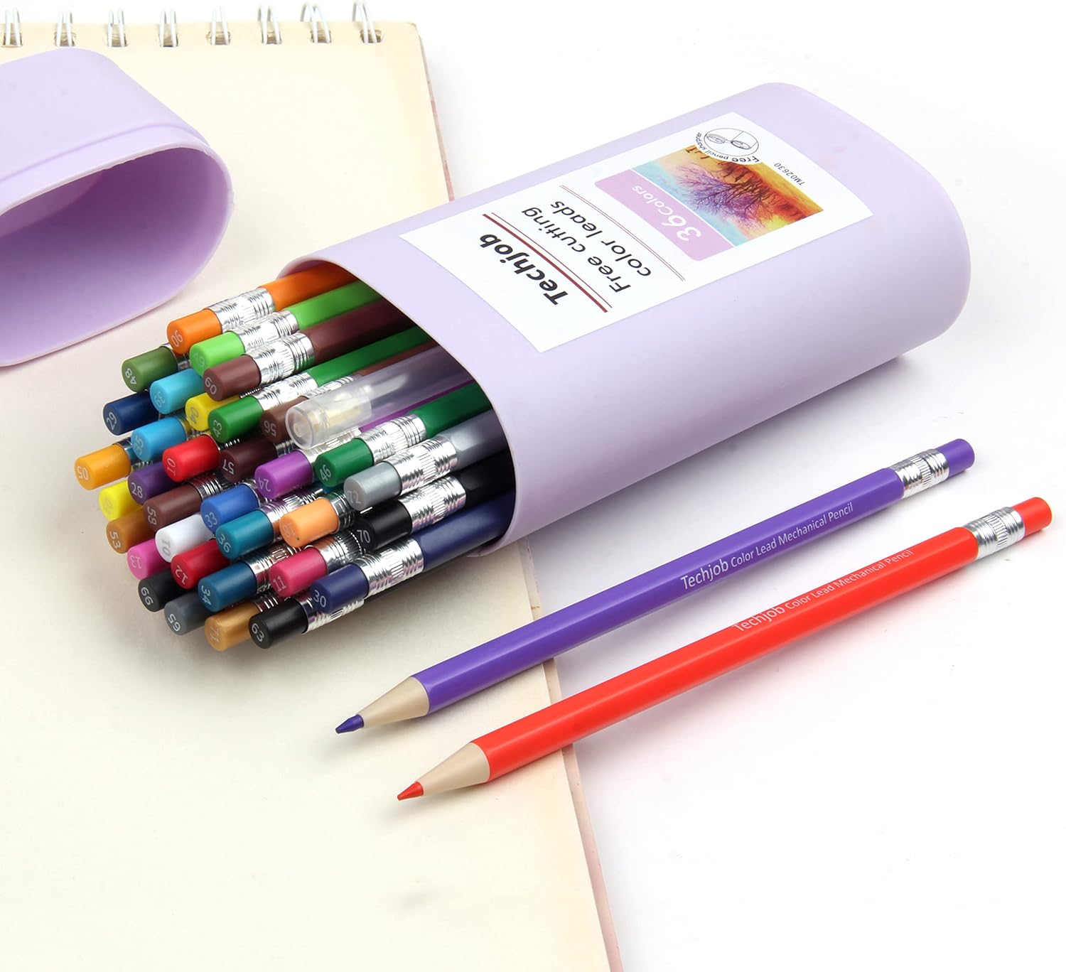 Colored Mechanical Pencil 2.6mm for Coloring and Drawing, Mechanical Colored Pencils, Mechanical Pencils with Sharpener and Case,36pcs