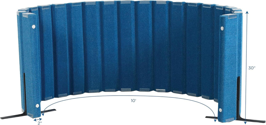 Children’s Factory 30" x 10' Quiet Divider With Sound Dampening Panels, Freestanding Room Divider Wall, Blueberry