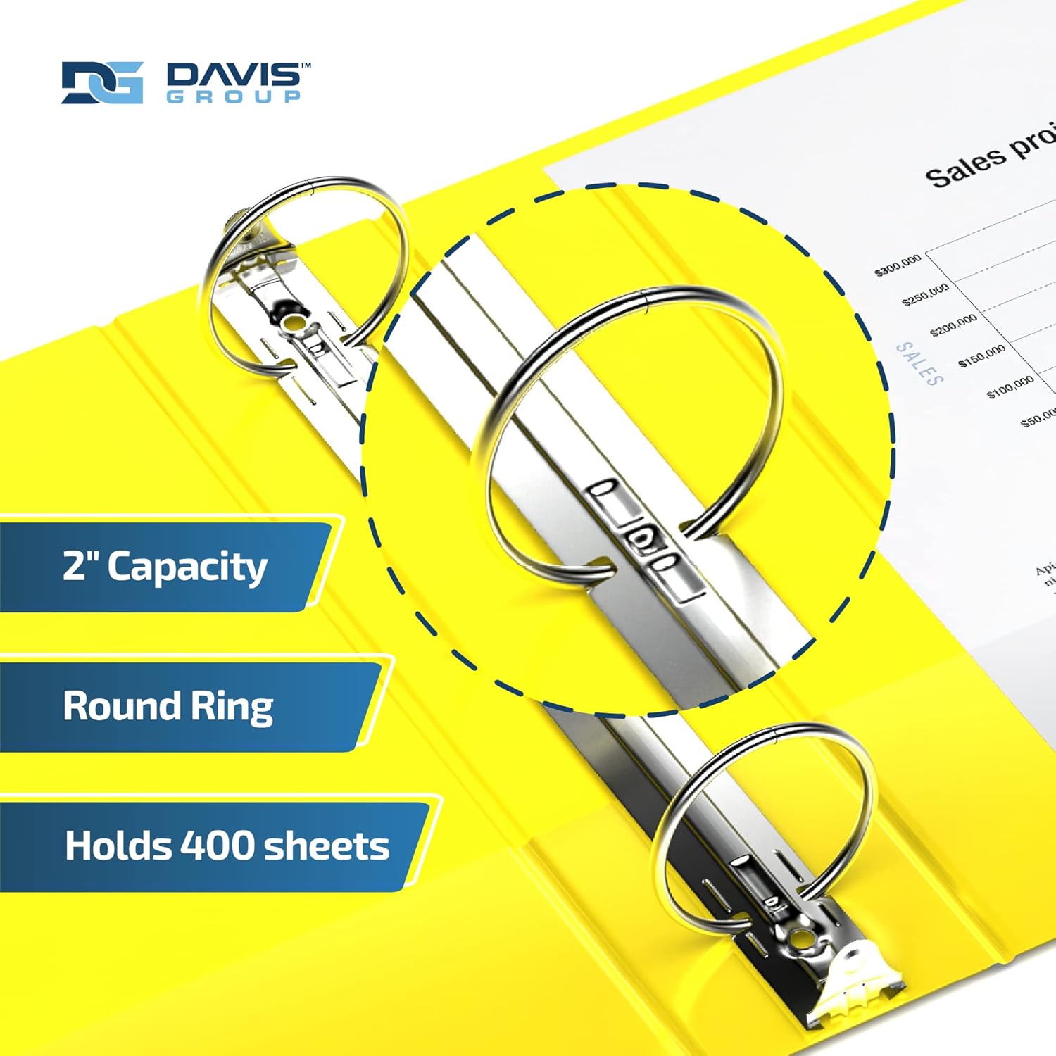 Premium Economy 6-Pack 3-Ring Binders for School or Office, Round-Ring Binders, 2 Inch, Yellow