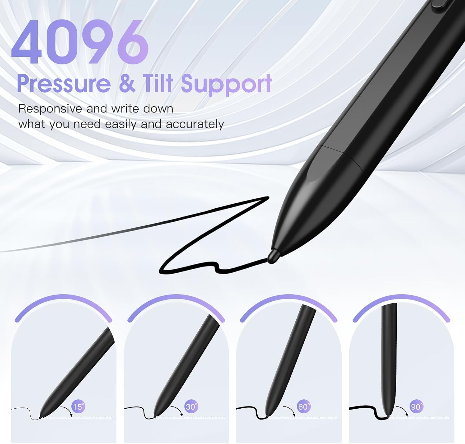 TiMOVO Magnetic EMR Pen Compatible with Remarkable 2, Digital Stylus with Eraser for Remarkable, 4096 Pressure Sensitivity, Palm Rejection, Tilt with 3 Pen Tips, Black